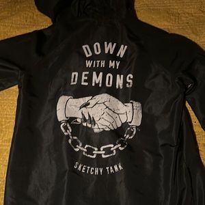 Long black windbreaker with back detail